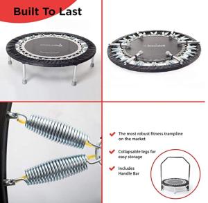 China fitness trampoline with handlebar, fitness trampoline with bar, fitness trampoline with folding legs factory