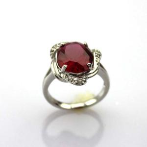 China Sterling Silver Ring 10mmx12mm Oval Garnet Cubic Zircon (R209) factory