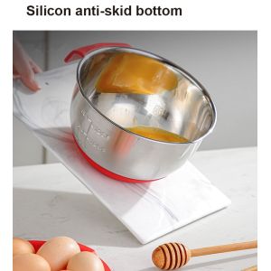 304 Stainless Steel Mixing Bowl with ABS Lid 1200ml-4500ml