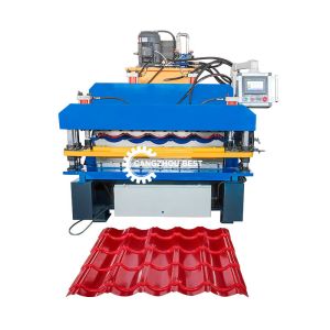 China Double Layer Trapezoidal Roof Tile & Zee Tile Cold Roll Forming Machine 4m/Min on sale