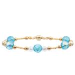 Freshwater Pearl Bracelet Set With 4 Colors Crystal Faceted Beads Magnetic