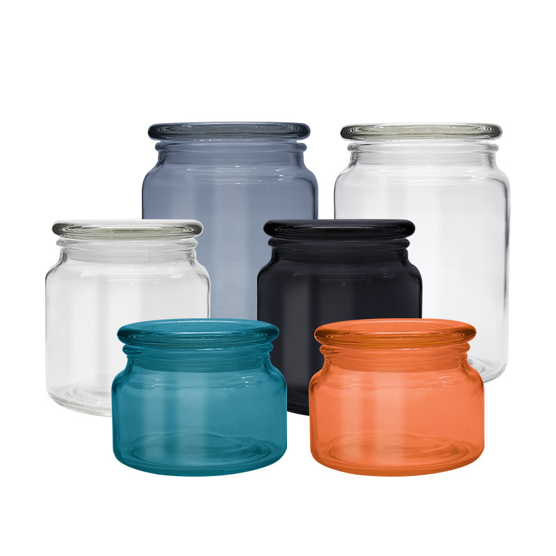 Tea Round Multi Colored Borosilicate Glass Storage Jars