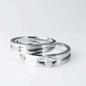 China Customizable Generous Unique Middle Grooved 18k Gold Couple Ring factory
