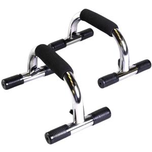 China Wrist Gym Push Up Bar Iron H Shaped Silver Strong Chrome Steel factory
