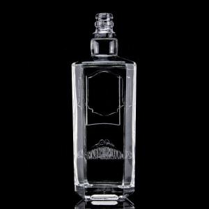 China 750ml 75cl Super Flint Square Embossed Glass Bottle with Screw Cap Rum Vodka Whisky factory