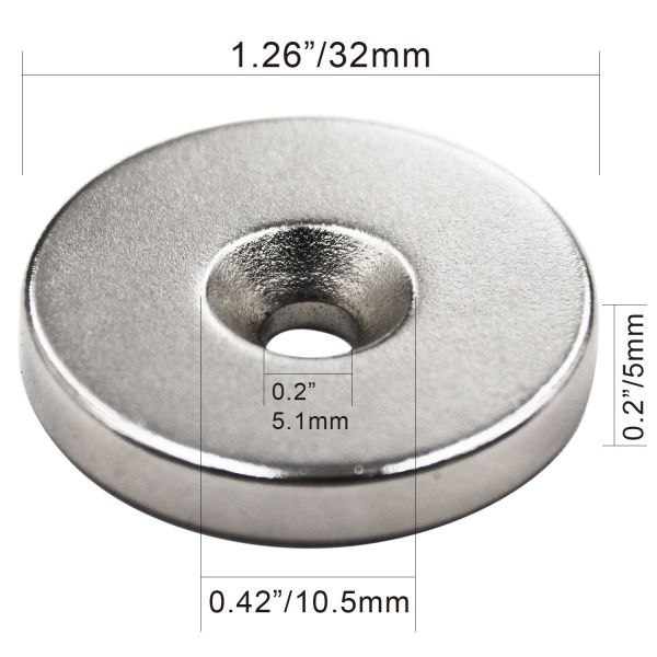 China Kellin Neodymium Magnet Disc with Countersunk 1.26" D x 0.2" T Magnetic Tool Holder factory