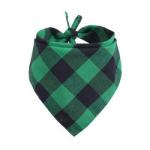 Custom Printed Red Plaid Dog Scarf Spring Flowers Large Dog Bibs