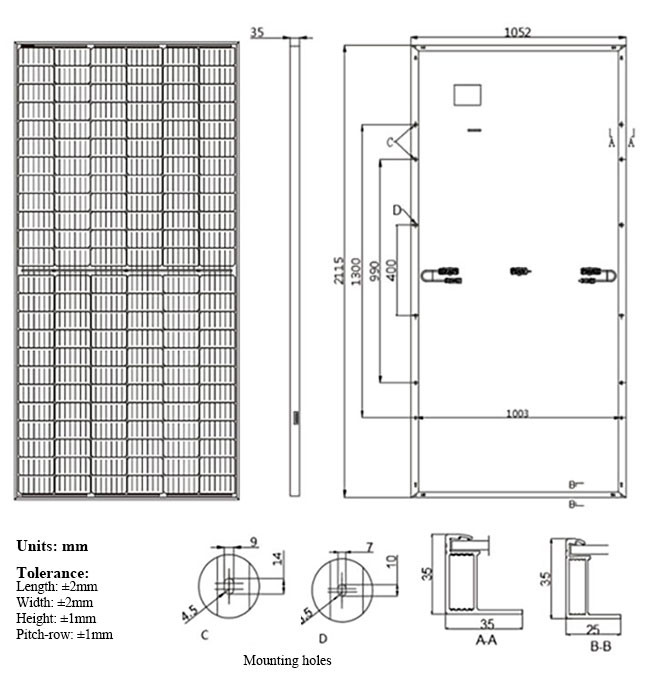 440W High Efficiency Solar Panels / Photovoltaic Solar Panels 2115*1052*35 Mm