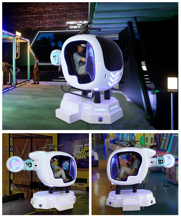 VR Helicopter Ride Single Player Flight Plane Simulator 9d Vr Experience Game Machine for Shopping Mall