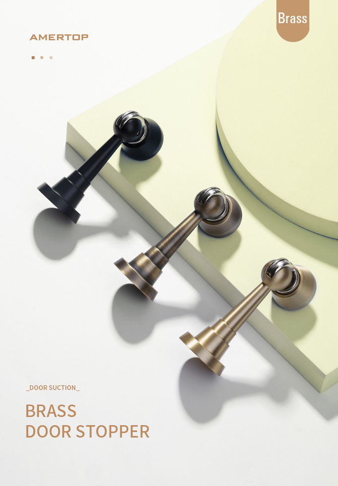 Non Perforated Brass Door Stops Anti Collision Bathroom Door Stopper Gate Resistor