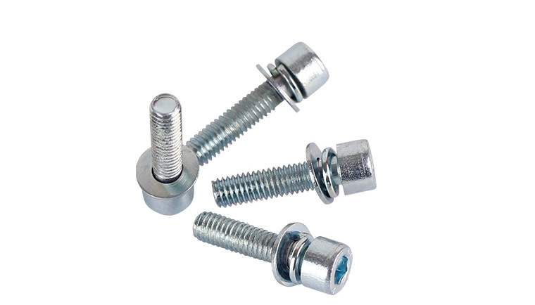 White Zinc Plated Steel Socket Head Cap Sems Screws 3 In 1 Socket Head Cap Assemblies Screws
