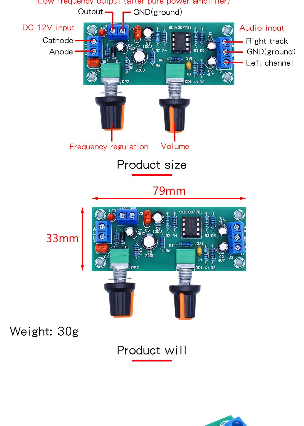 NE5532 DC 10-24V Heavy Subwoofer Front Stage Board HIFI Low Pass Filter Front Circuit Is Not the Power Amplifier Sound Box