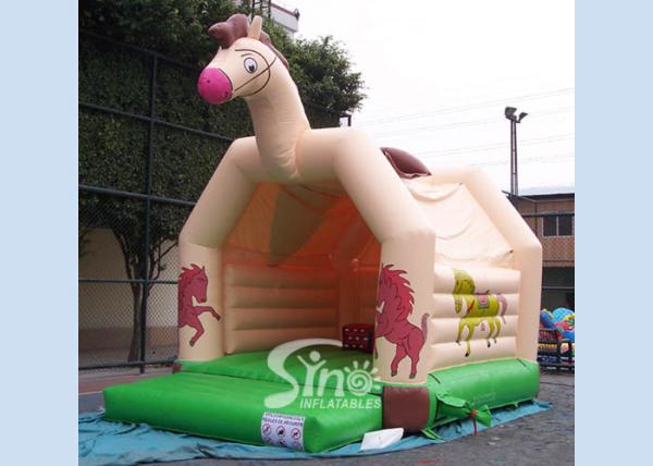 Hot sale outdoor kids horse inflatable bouncy castle made of top 0.55mm pvc