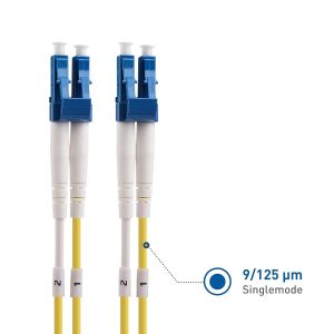 Duplex OS2 Single Mode Fiber Optic Patch Cable 1m / 3.3 ft, OS2 Fiber LC to LC