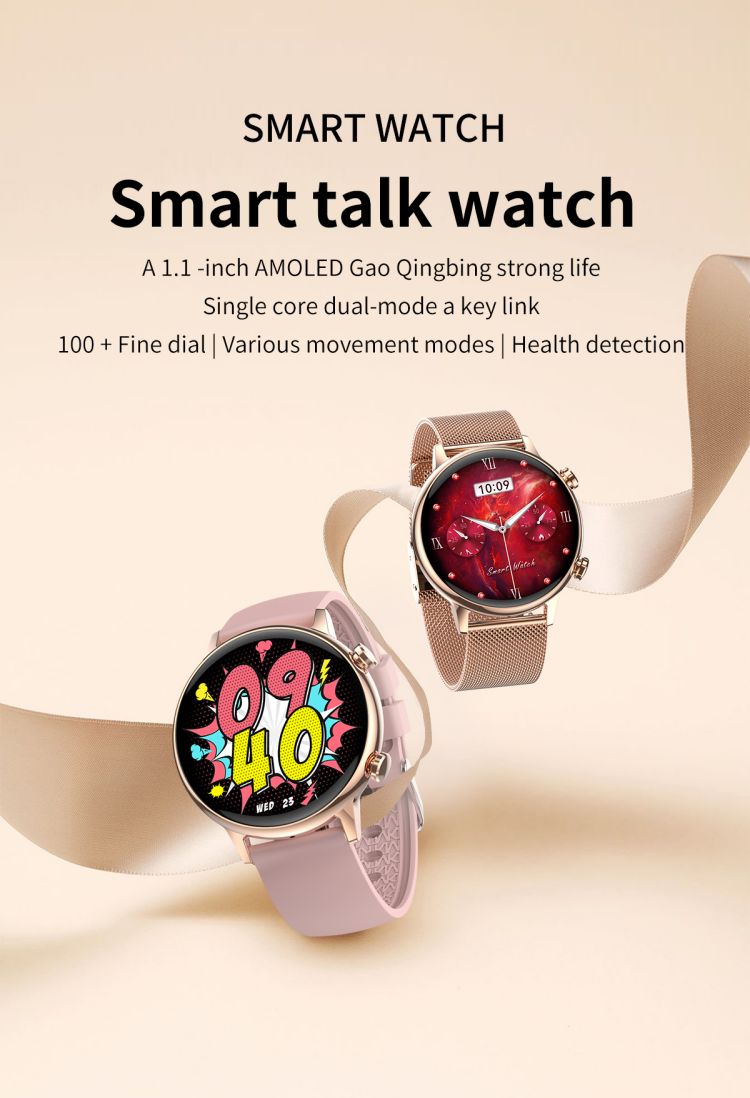 Female Sports Watch HK39 Nfc Card Amoled Call Ip68 Waterproof Password 454*454