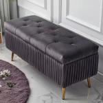 Custom Luxury Leather Footstool Ottoman Design Bed End Stool For Hotel Bedroom