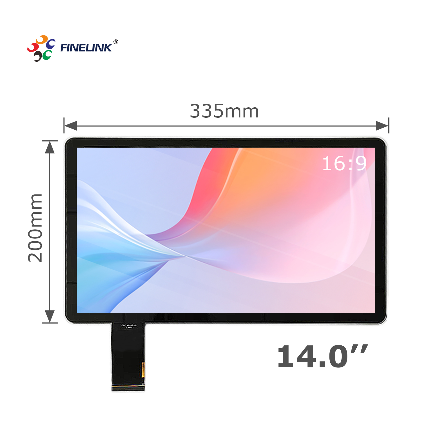 Black FINELINK 14" EETI/ILITEK/SIS Touch Screen Panel for Commercial POS Cash Register