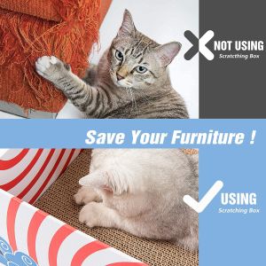 Cat Scratcher Box with Heavy-Duty Double-Sided Cardboard Pad, Cardboard Lounger,