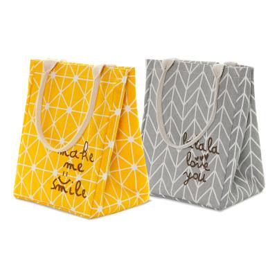 Puting portable lunch bag outdoor travel school kids picnic bag canvas yellow