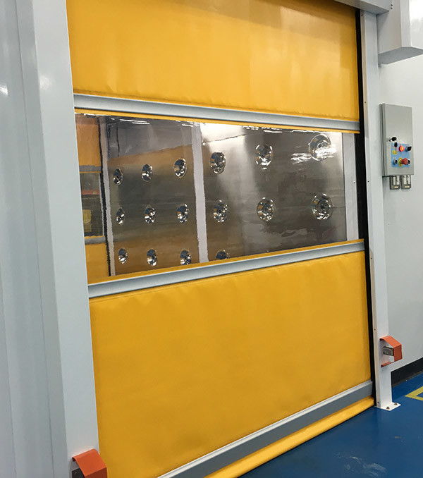 Large Cargo Air Shower Tunnel Soft PVC High Speed Shutter Doors For Cart
