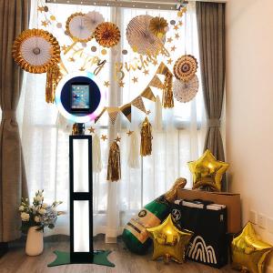China Metal Portable Ipad Photo Booth Stand Black Color Ring light For Parties factory