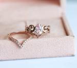 Vintage Grateful S925 Rose Gold Antique Cz Engagement Rings Promise Anniversary