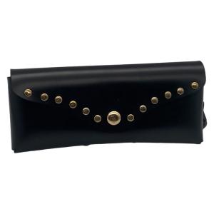 China Black Customizable Leather Glasses Case Embossed Logo Easy Carrying factory