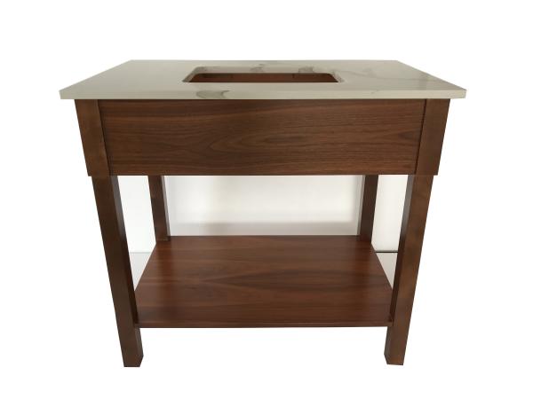 White quart simple design American hotel Custom made dark walnut Wooden bathroom