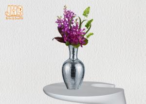 China Fiberglass Table Vase Silver Mosaic Glass Vases For Artificial Flowers Home Decorations factory
