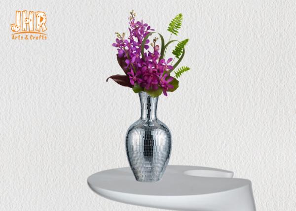 Fiberglass Table Vase Silver Mosaic Glass Vases For Artificial Flowers Home