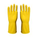 Yellow Reusable Industrial Rubber Gloves Multi Purpose Wrist Protection