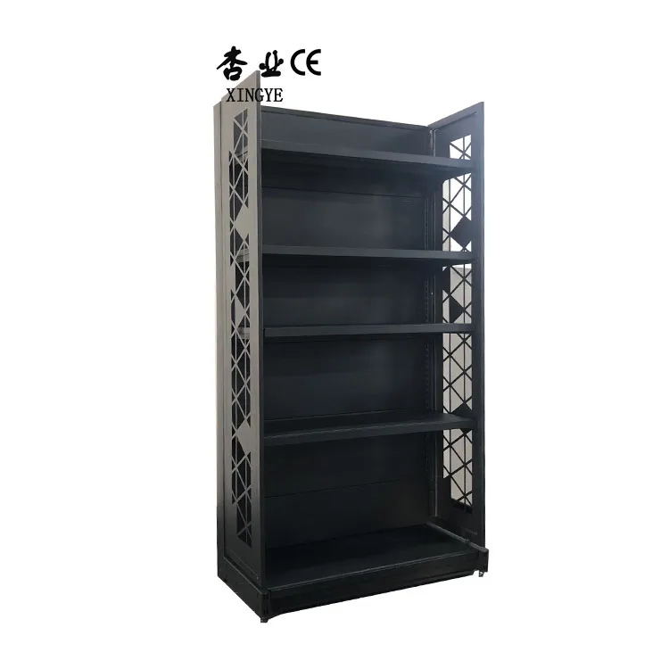 Factory customized color size Unique custom black single-sided supermarket shelf library shelf shop rack