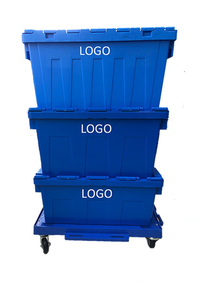 Customized Color Foldable Solid Food Grade Transport Logistics Box with Attached Lid