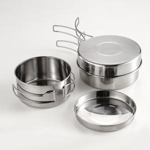 China Multifunction 4 Pieces Outdoor Cookware Set Stainless Steel Titanium Pots factory