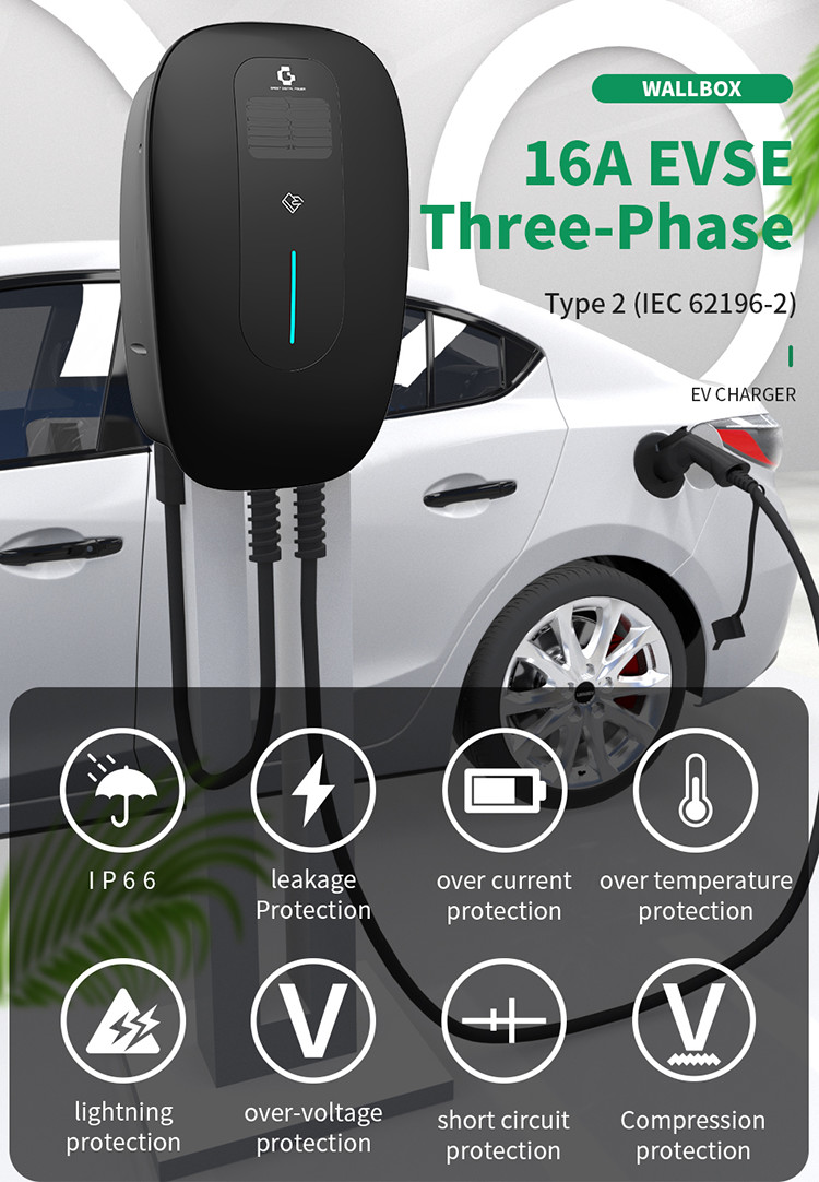 OCPP 3 Phase EV Charging Wallbox 11kw Type 2 Wifi APP IP65