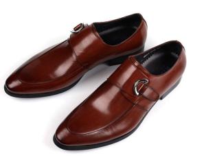 China Black / Brown Burnished Leather Shoes , Leather Monk Strap Dress Shoes factory