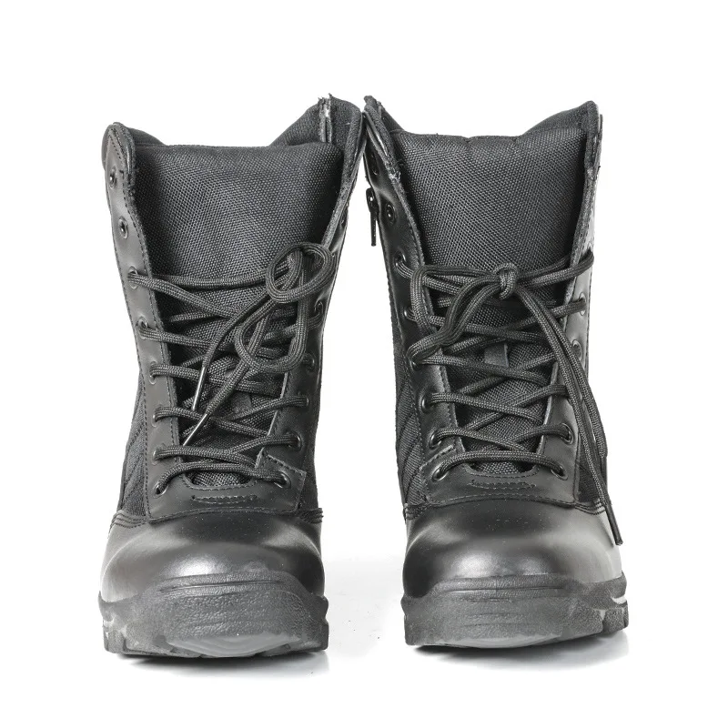 Leather Insulated Military Boots For Men Breathable High Top Non Slip Rubber Outsole