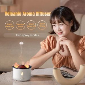 New Upgrade Simulation Blue Flame Volcano Aromatherapy Diffuser 360ml Jellyfish