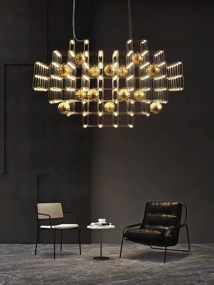 Modern wedding luxury hanging ball light with crystal chandelier