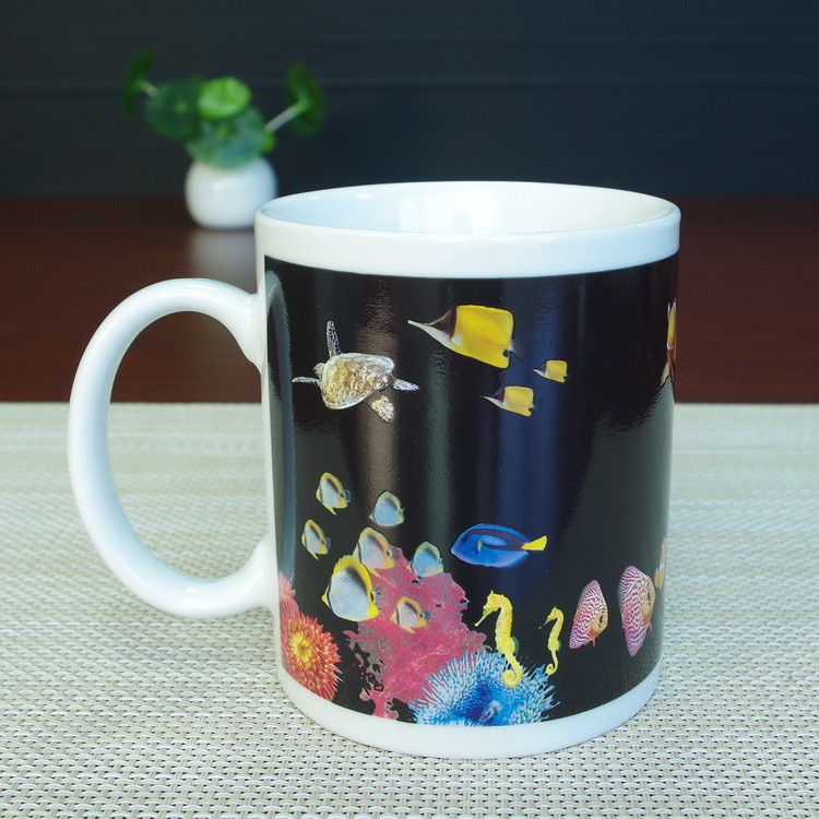 Blue Patch Ocean Custom Magic Mug With AB Grade White Ceramic