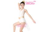 Ivory Dance Competition Costumes Halter Neck Bodice Noble Sleeveless Half Circle