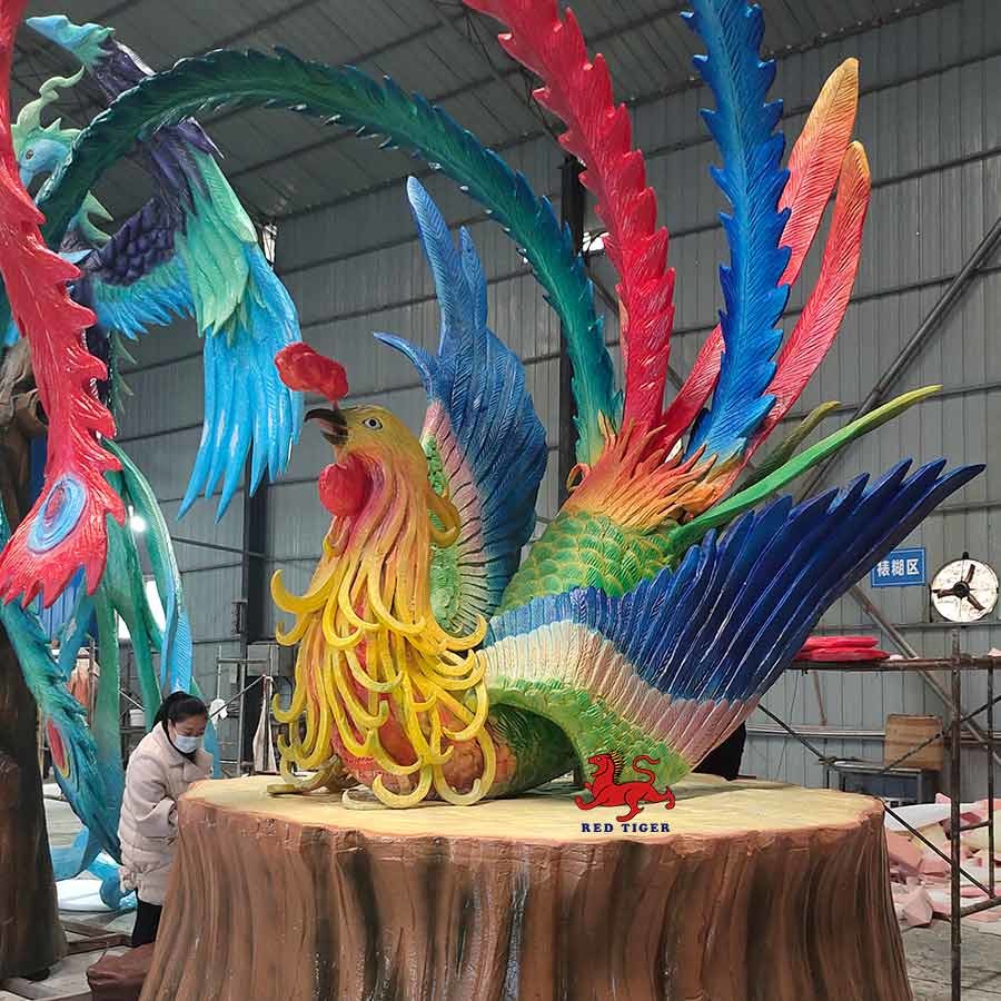 Weather Proof Realistic Animatronic Animals Chinese Mythical Animal Phoenix