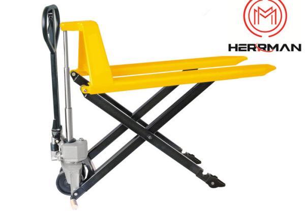 China Mobile 85mm Fork Height 1000kg Hand Scissor Lift Pallet Jack factory
