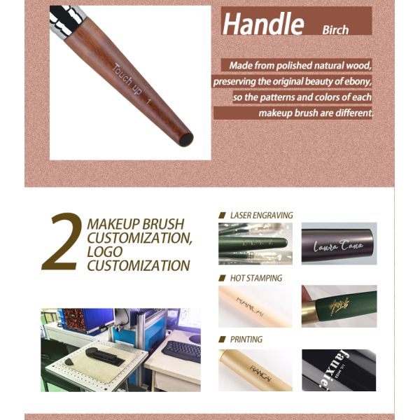 TOUCH UP 02 Foundation Brush Synthetic Hair Copper Professional Flat Facial Makeup Brush