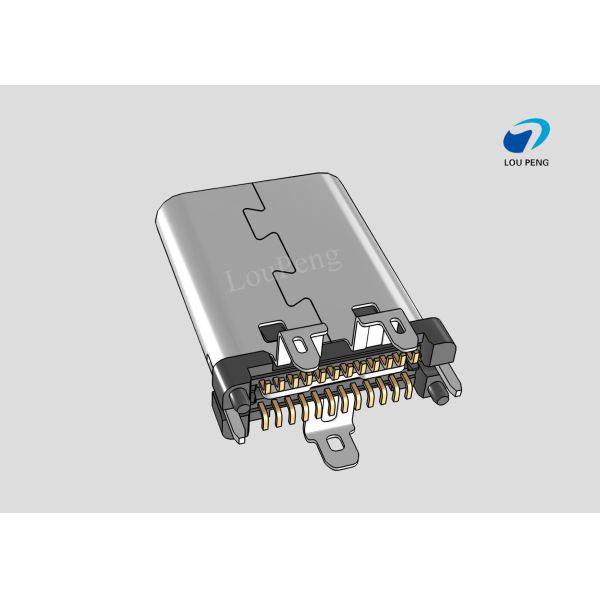 China Universal Serial Bus (USB) Shielded I/O Receptacle,type-c connector, 24Pin, Gold (Au) Flash over, Vertical, SMD factory