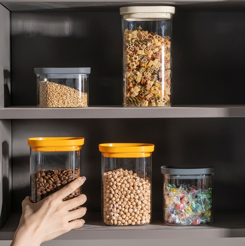 Borosilicate Glass Canister with Tempered Lid - Stackable Food Storage