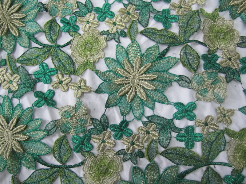 60cm Emulation Real Silks Chemical Lace Red/Green Color Water Soluble Embroidery Fashion fabric