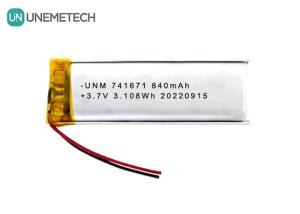 China 3.7V 840mAh Lipo Rechargeable Batteries 741671 For Smart Socket factory