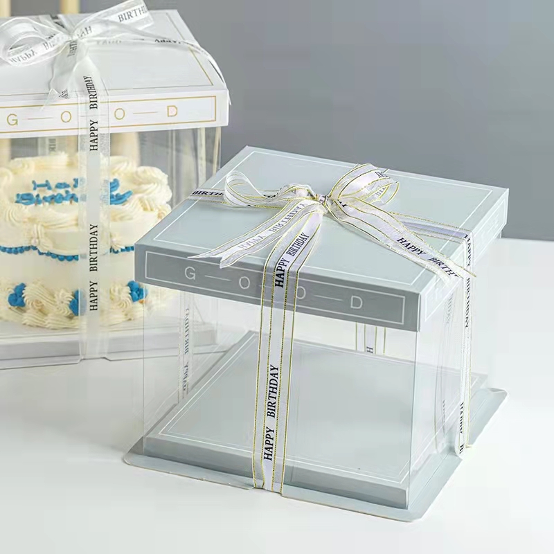Transparent Custom Luxury Clear Tall Wedding Food Handmade OEM Square Plastic Cake Box