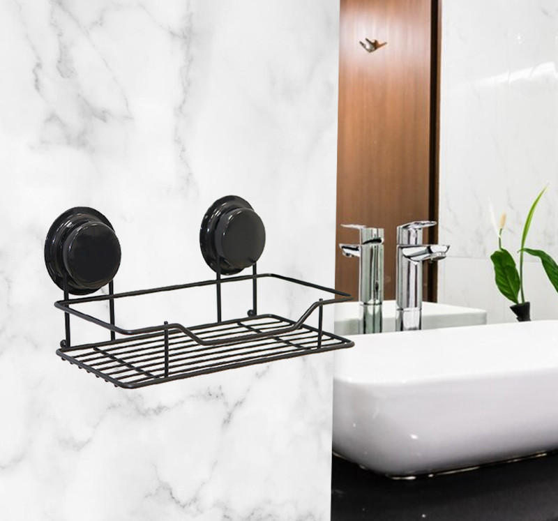 No Nails / Drilling Hole Needed Chrome Shower Caddies Self Adhesive For Bathroom